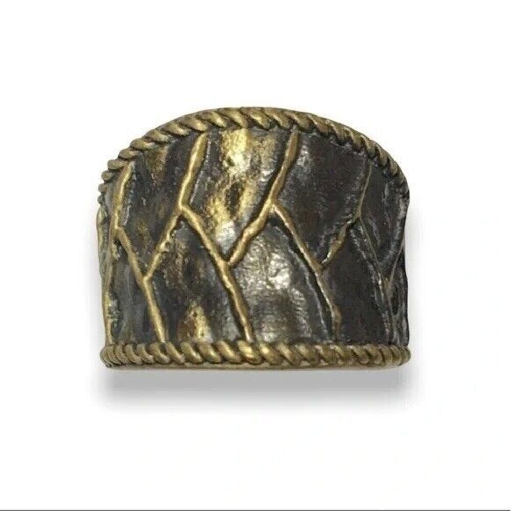 Antiqued Brass Ring Size 7 Wide Band Braid Design